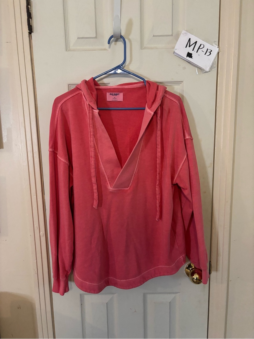 Old Navy Women's Coral-Pink V-Neck Hoodie Pullover